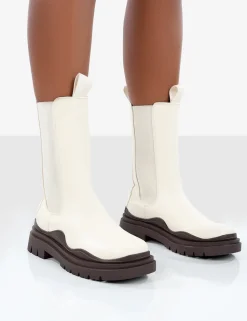 Discount Cherry Off Chunky Sole Chelsea Ankle Boots Chunky Boots | Ankle Boots
