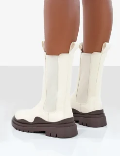 Discount Cherry Off Chunky Sole Chelsea Ankle Boots Chunky Boots | Ankle Boots