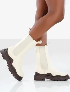 Discount Cherry Off Chunky Sole Chelsea Ankle Boots Chunky Boots | Ankle Boots