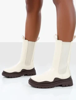 Discount Cherry Off Chunky Sole Chelsea Ankle Boots Chunky Boots | Ankle Boots