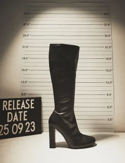 Cheap Christina Pu Pointed Toe Block Heel Knee High Boots Block Heels | Heeled Boots
