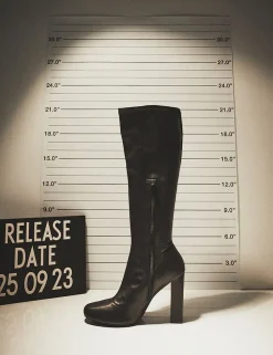 Cheap Christina Pu Pointed Toe Block Heel Knee High Boots Block Heels | Heeled Boots