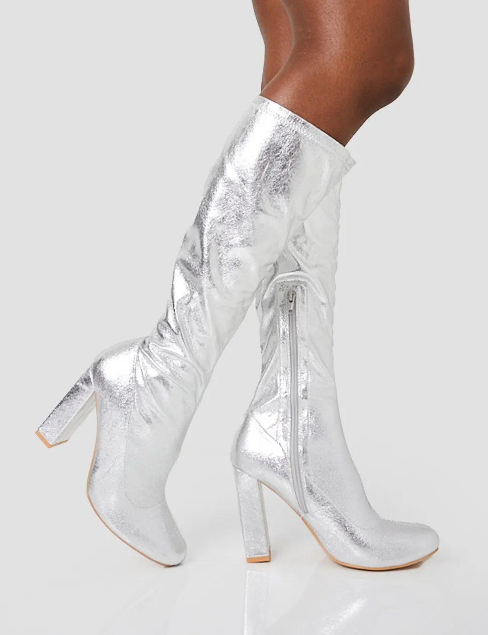 Best Sale Christina Grain Pointed Toe Block Heel Knee High Boots Block Heels | Heeled Boots