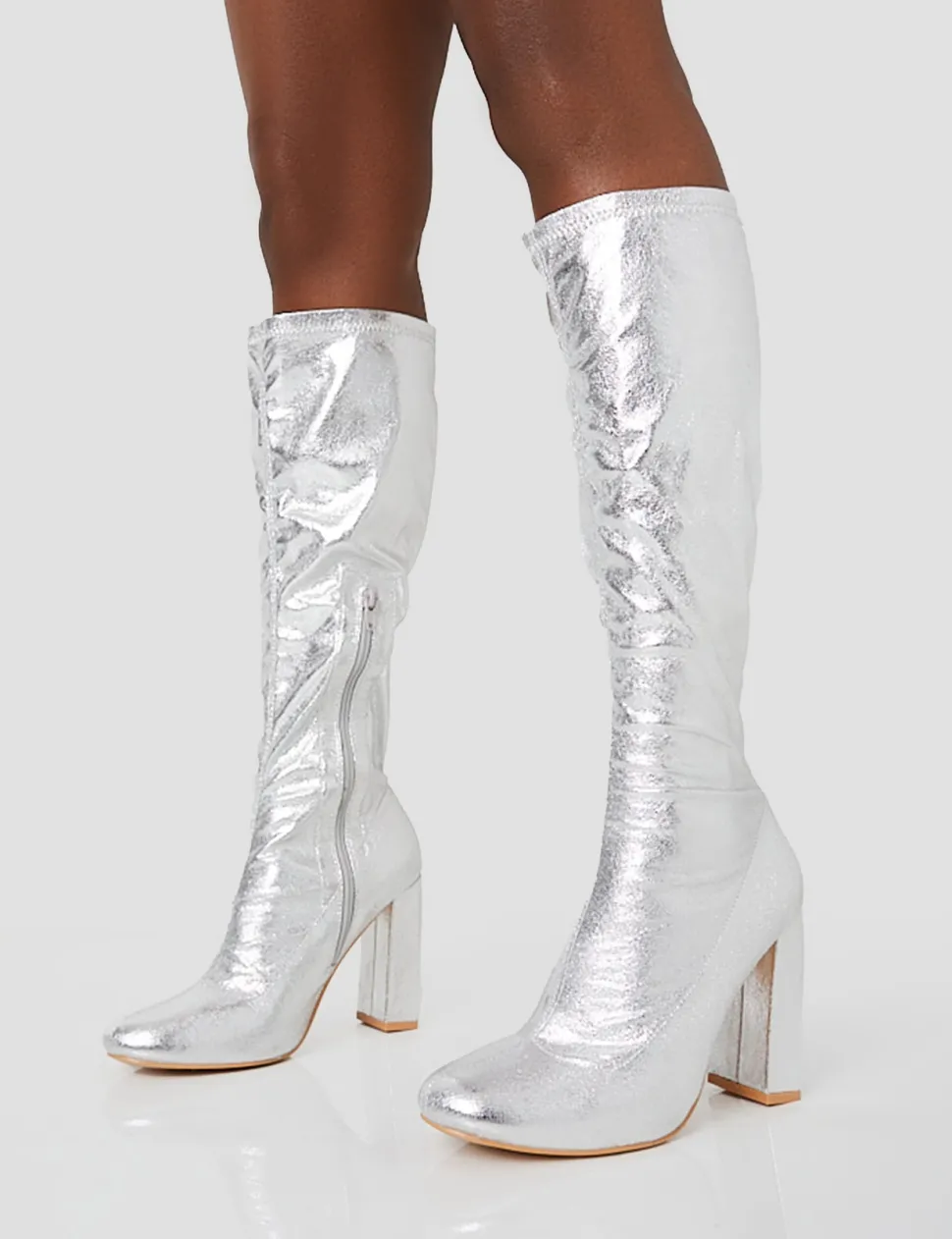 Best Sale Christina Grain Pointed Toe Block Heel Knee High Boots Block Heels | Heeled Boots