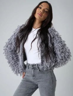 Outlet Chunky Loop Stitch Knitted Cardigan Outerwear & Jackets