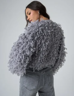Outlet Chunky Loop Stitch Knitted Cardigan Outerwear & Jackets