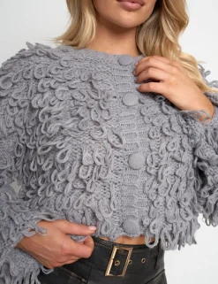 Outlet Chunky Loop Stitch Knitted Cardigan Outerwear & Jackets