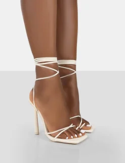 Sale Ci Ci Pu Square Toe Lace Up Stiletto Heels 4" Heels | Square Toe Heels
