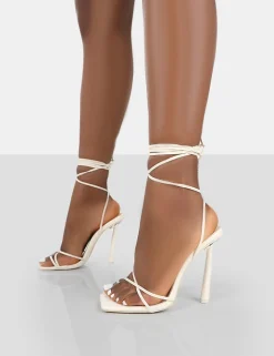 Sale Ci Ci Pu Square Toe Lace Up Stiletto Heels 4