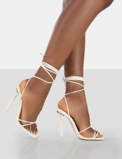 Sale Ci Ci Pu Square Toe Lace Up Stiletto Heels 4