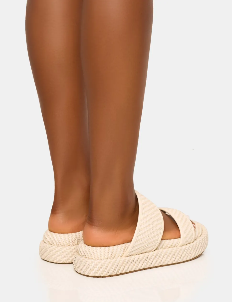 Online Cierra Double Strap Patterned Platform Sandal Flats
