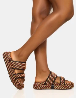 New Cierra Double Strap Patterned Platform Sandal Flats