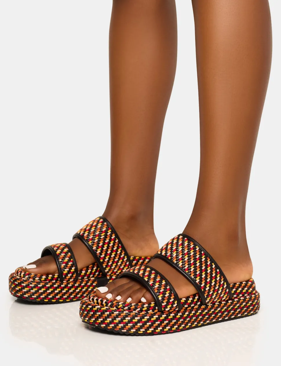 New Cierra Double Strap Patterned Platform Sandal Flats