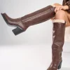 Discount Colden Vintage Fur Trim Block Heel Knee High Boots Block Heels | Knee High Boots