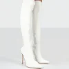 Best Sale Confidence Stiletto Heeled Over The Knee PU Boots High Heels | Heeled Boots