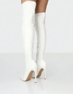 Best Sale Confidence Stiletto Heeled Over The Knee PU Boots High Heels | Heeled Boots