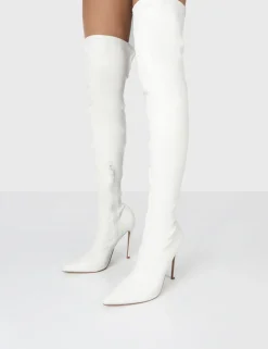 Best Sale Confidence Stiletto Heeled Over The Knee PU Boots High Heels | Heeled Boots