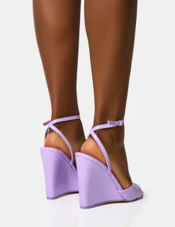 Best Sale Connection Lilac Strappy Peep Toe Wedges Wedges