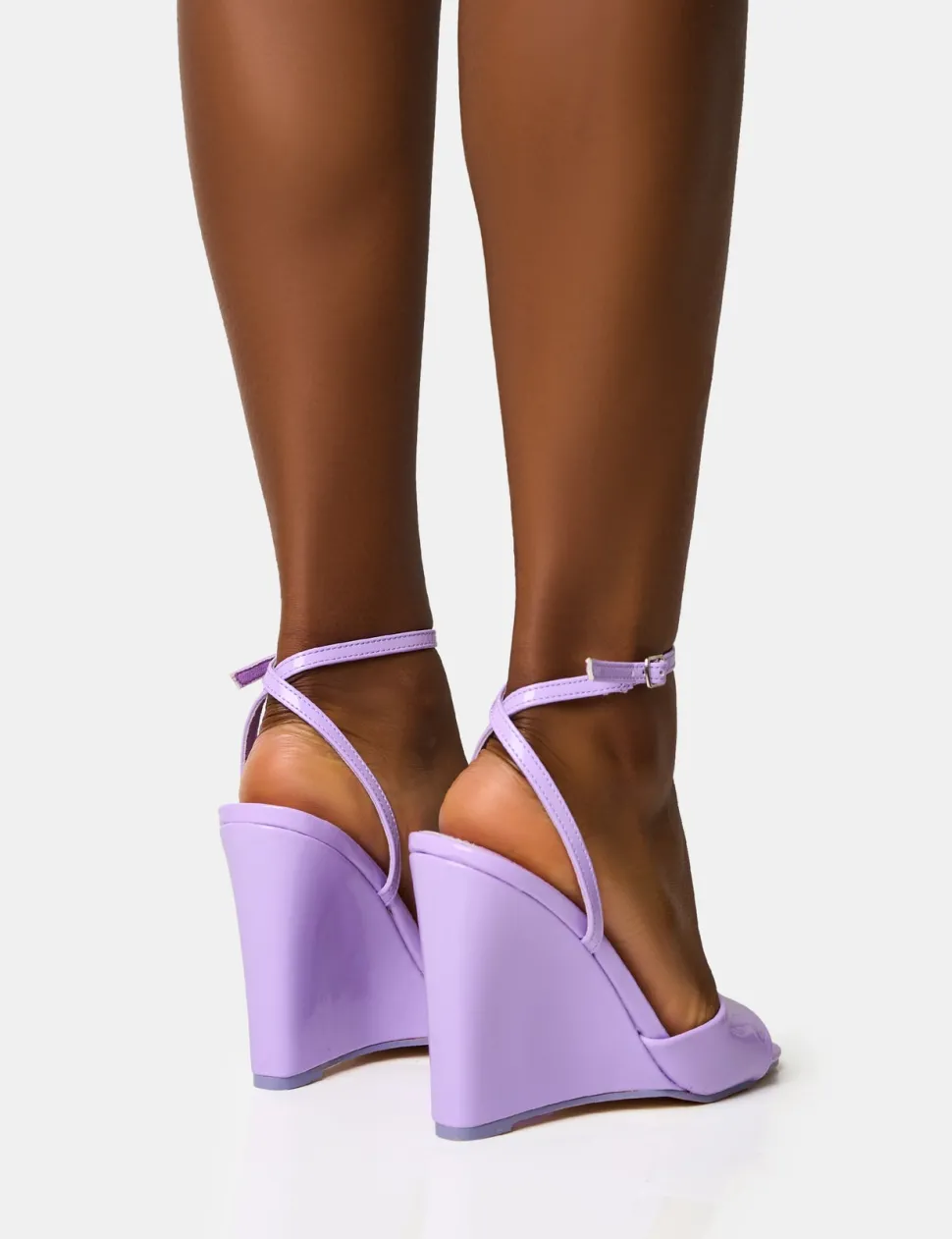 Best Sale Connection Lilac Strappy Peep Toe Wedges Wedges