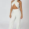 Store Cross Front Halter Wide Leg Jumpsuit Sculpt & Leisure | Kaiia The Label