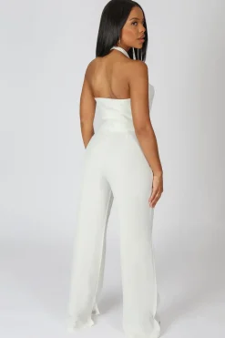 Store Cross Front Halter Wide Leg Jumpsuit Sculpt & Leisure | Kaiia The Label