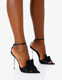Store Crush Satin Flower Corsage Barely There Court Stiletto Heels Barely There Heels | Court Heels