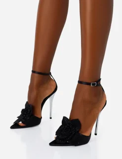 Store Crush Satin Flower Corsage Barely There Court Stiletto Heels Barely There Heels | Court Heels