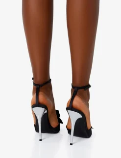 Store Crush Satin Flower Corsage Barely There Court Stiletto Heels Barely There Heels | Court Heels