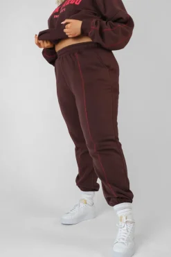 Online Curve Contrast Stitch 90'S Joggers Aubergine Curve | Sculpt & Leisure