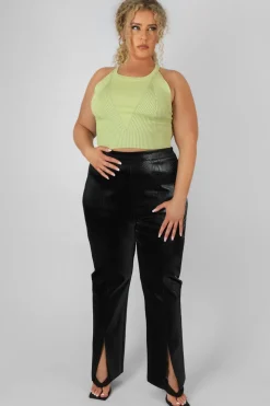 Store Curve High Neck Knitted Racer Crop Top Lime Sculpt & Leisure | Kaiia The Label
