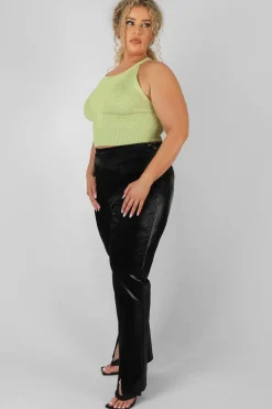 Store Curve High Neck Knitted Racer Crop Top Lime Sculpt & Leisure | Kaiia The Label