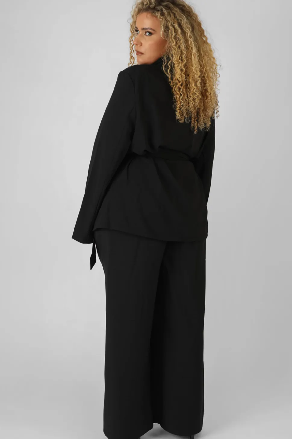 Fashion Curve Premium Tie Waist Wide Leg Trousers Trousers