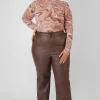 Hot Curve Pu Seam Front Split Detail Trousers Chocolate Curve | Sculpt & Leisure