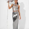 Discount Cut Out Crop Top Co Ord in Metallic Co-ords | Tops