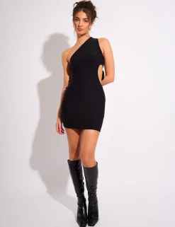 New Cut Out Detail Tie Back Luxe Slinky Mini Dress Dresses