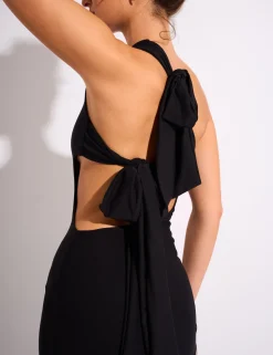 New Cut Out Detail Tie Back Luxe Slinky Mini Dress Dresses
