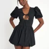 Shop Cut Out Puff Sleeve Bubble Hem Mini Dress Sculpt & Leisure | Kaiia The Label