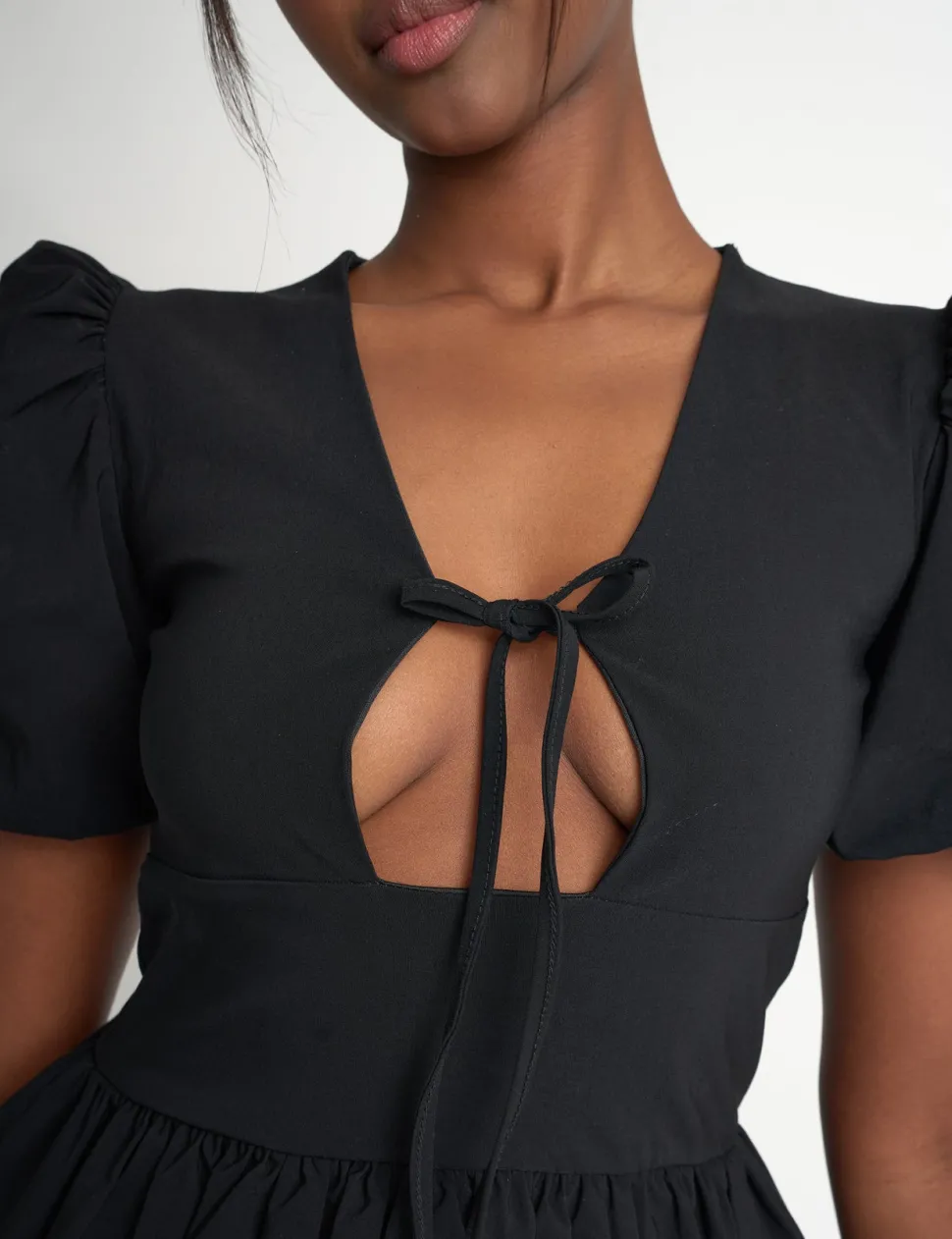 Shop Cut Out Puff Sleeve Bubble Hem Mini Dress Sculpt & Leisure | Kaiia The Label