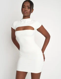 Sale Cut Out Short Sleeve Luxe Slinky Mini Dress Sculpt & Leisure | Kaiia The Label