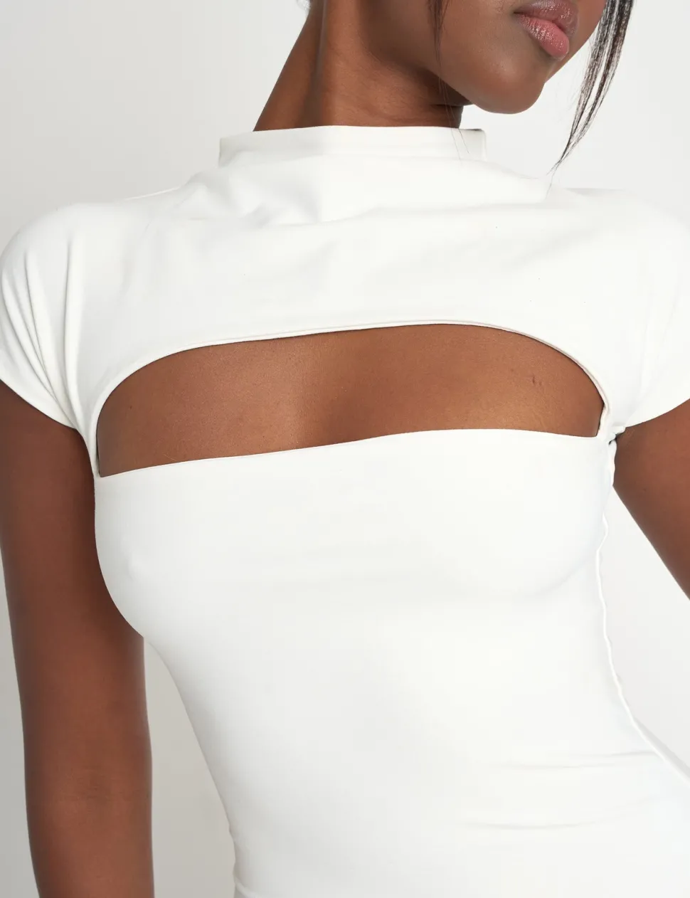 Sale Cut Out Short Sleeve Luxe Slinky Mini Dress Sculpt & Leisure | Kaiia The Label