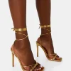Fashion Dax Wide Fit Pu Barely There Lace Up Square Toe Stiletto Heels Wide Fit Heels | Wide Fit Heels