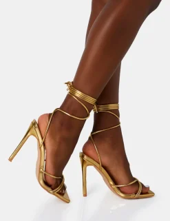 Fashion Dax Wide Fit Pu Barely There Lace Up Square Toe Stiletto Heels Wide Fit Heels | Wide Fit Heels