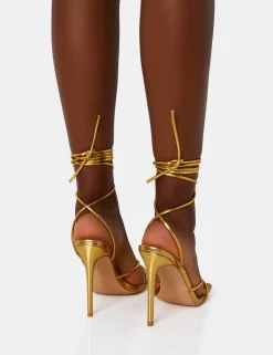 Fashion Dax Wide Fit Pu Barely There Lace Up Square Toe Stiletto Heels Wide Fit Heels | Wide Fit Heels