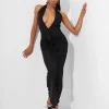 Best Sale Deep Plunge Maxi Dress in Black Dresses