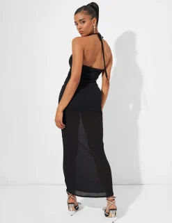 Best Sale Deep Plunge Maxi Dress in Black Dresses