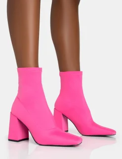 New Delani Hot Neoprene Rounded Pointed Block Heel Ankle Boots Block Heels | Heeled Boots