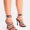 Online Delphini Black Extreme Lace Up Square Toe Heels Gold Heels | Square Toe Heels