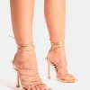 Store Delphini Extreme Lace Up Square Toe Heels Strappy Heels | Gold Heels