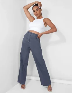 Best Denim Contrast Stitch Cargo Jeans Sculpt & Leisure | Kaiia The Label