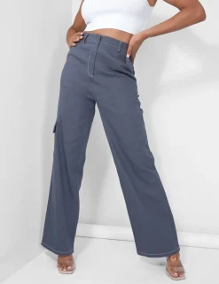 Best Denim Contrast Stitch Cargo Jeans Sculpt & Leisure | Kaiia The Label
